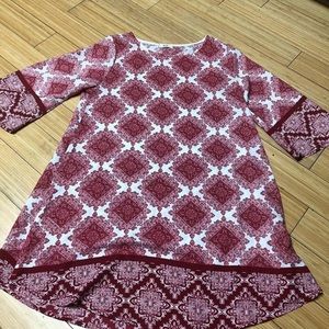 Red and White Patterned Dress